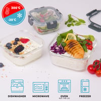Igluu Meal Prep Négyzetes Üveg Ételtároló Doboz Tetővel – 3 db-os Készlet, Vegyes Méretekben 4
