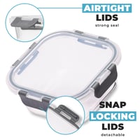 Igluu Meal Prep Négyzetes Üveg Ételtároló Doboz Tetővel – 3 db-os Készlet, Vegyes Méretekben 7