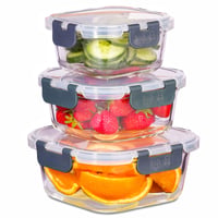 Igluu Meal Prep Négyzetes Üveg Ételtároló Doboz Tetővel – 3 db-os Készlet, Vegyes Méretekben 9