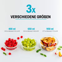 Recipient de sticlă pentru alimente Igluu Meal Prep, rotund (set de 3 bucăți) – 400/650/950 ml 5