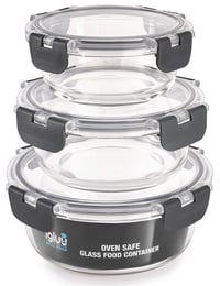 Recipient de sticlă pentru alimente Igluu Meal Prep, rotund (set de 3 bucăți) – 400/650/950 ml 1