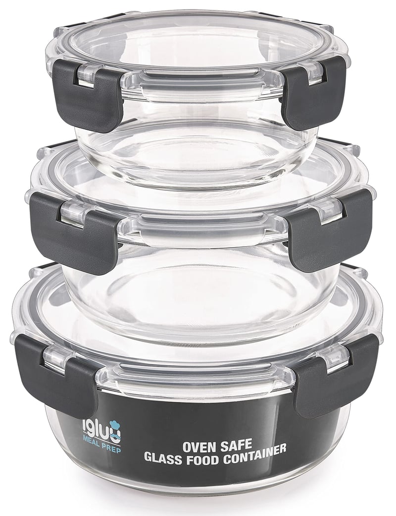 Recipient de sticlă pentru alimente Igluu Meal Prep, rotund (set de 3 bucăți) – 400/650/950 ml