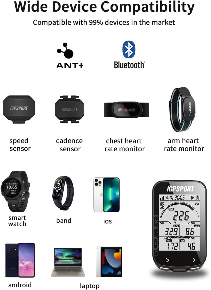 iGPSPORT BSC100S GPS kerékpárszámítógép 2,6" kijelzővel, ANT+ vezeték nélküli vízálló