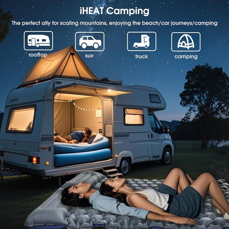 IHeat Önfelfújó Camping Matrac Párnával, Vízálló Ultralight Hálómatrac