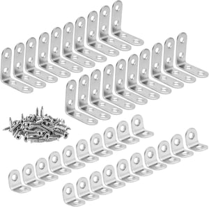 Colțar de fixare din oțel inoxidabil, 20x20 și 40x40 mm, 90° - 40 bucăți, cu 120 de șuruburi