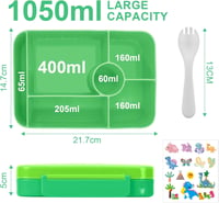 IJIAMY Bento Box Gyerek Uzsonnás Doboz Rekeszekkel, Szivárgásmentes Ebéddoboz Fiúknak és Lányoknak, Iskolai Ételhordó 2