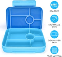 IJIAMY Bento Box Gyerek Uzsonnás Doboz Rekeszekkel, Vízzáró Ebéddoboz Fiúknak és Lányoknak, Iskolai Ételhordó 4