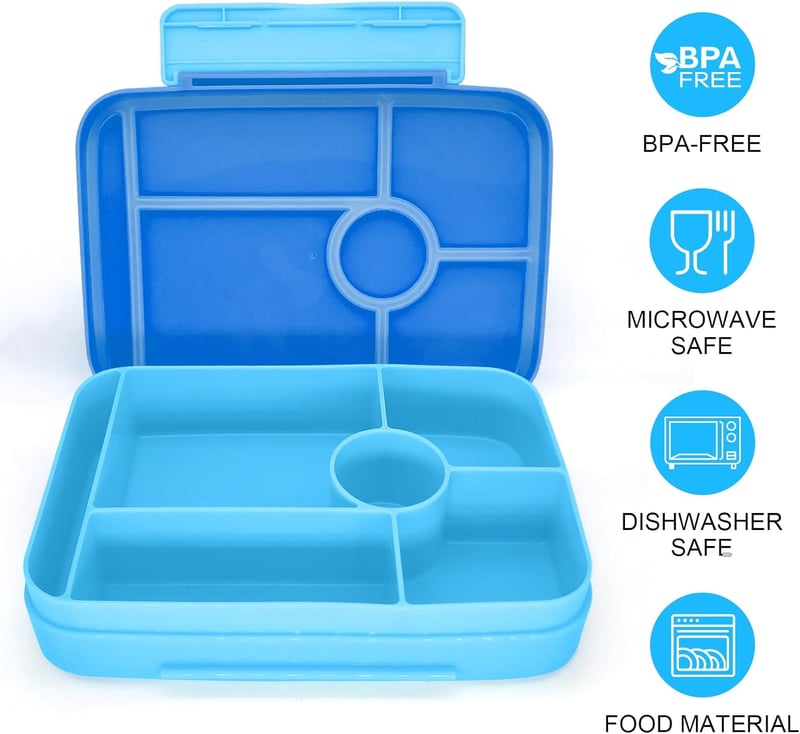 IJIAMY Bento Box Gyerek Uzsonnás Doboz Rekeszekkel, Vízzáró Ebéddoboz Fiúknak és Lányoknak, Iskolai Ételhordó
