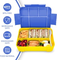 IJIAMY Gyerek Uzsonnás Doboz Rekeszekkel, Szivárvásmentes Bento Box Lányoknak és Fiúknak 6