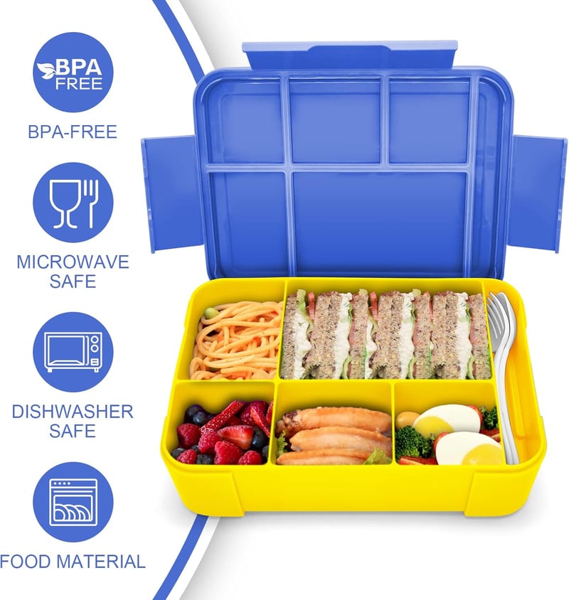 IJIAMY Gyerek Uzsonnás Doboz Rekeszekkel, Szivárvásmentes Bento Box Lányoknak és Fiúknak