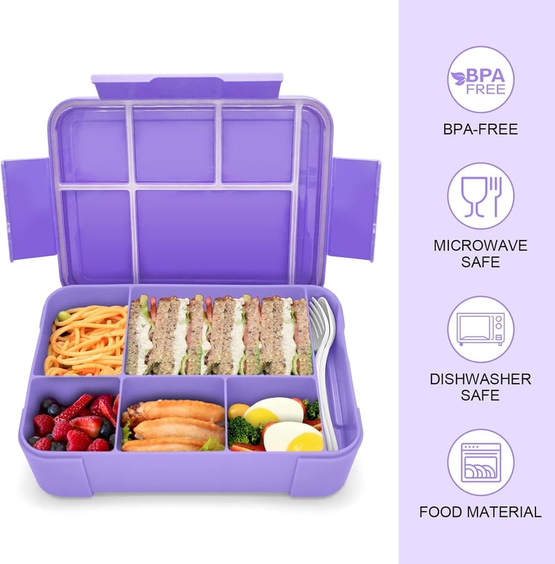 IJIAMY Gyerek Uzsonnás Doboz Rekeszekkel, Szívódó Fedeles Bento Box Lányoknak és Fiúknak