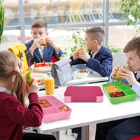IJIAMY Gyerekek Ebéddoboza Rekeszekkel, 1300ml Szilikon Bento Box Óvodához és Iskolához, Légmentes Ételhordó Rózsaszín 6