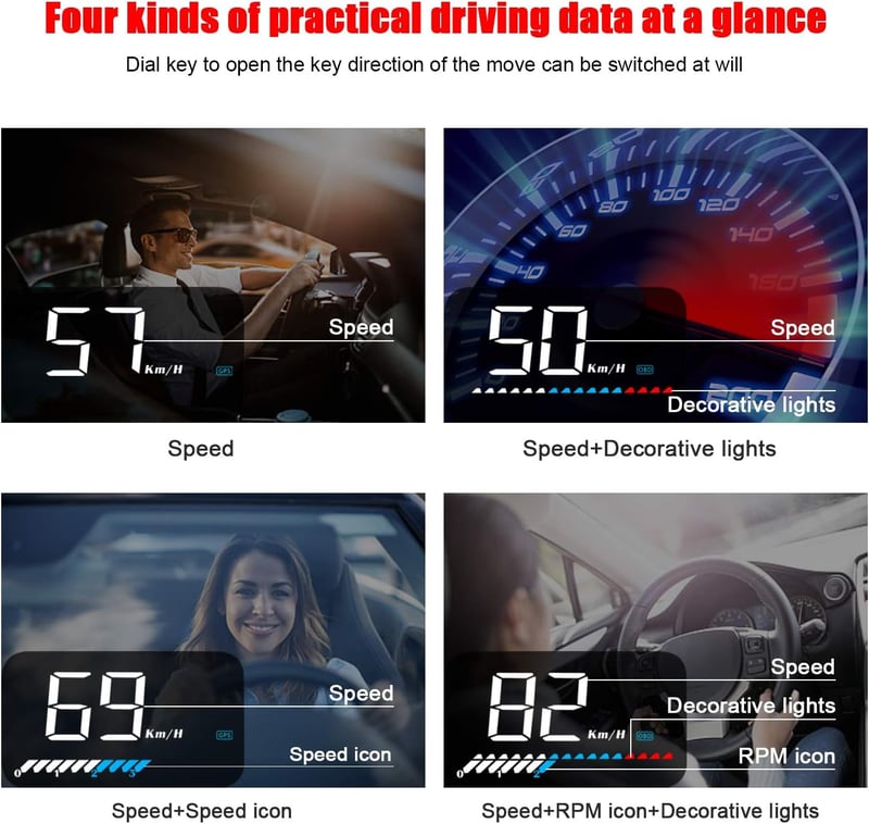 iKiKin 3.5" Head Up Display OBD2 GPS autós sebességmérő hőmérővel