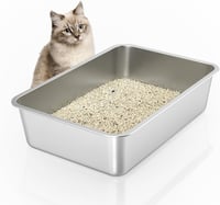 ikitchen Nagy rozsdamentes acél macskaalom tálca 60 x 40 x 15 cm macska és nyúl részére csúszásgátló gumialappal 1
