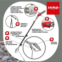Elektrický teleskopický prerezávač konárov IKRA IEAS 750 – dĺžka rezu 185 mm, s 2 reťazami 6