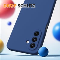 Ikziwreo puzdro na Samsung Galaxy A17 4G/5G, polnočne modrý silikónový kryt s 2 ks ochranného tvrdeného skla, nárazuvzdorný, odolný proti poškriabaniu, ultratenký ochranný kryt 4