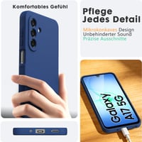 Ikziwreo puzdro na Samsung Galaxy A17 4G/5G, polnočne modrý silikónový kryt s 2 ks ochranného tvrdeného skla, nárazuvzdorný, odolný proti poškriabaniu, ultratenký ochranný kryt 6