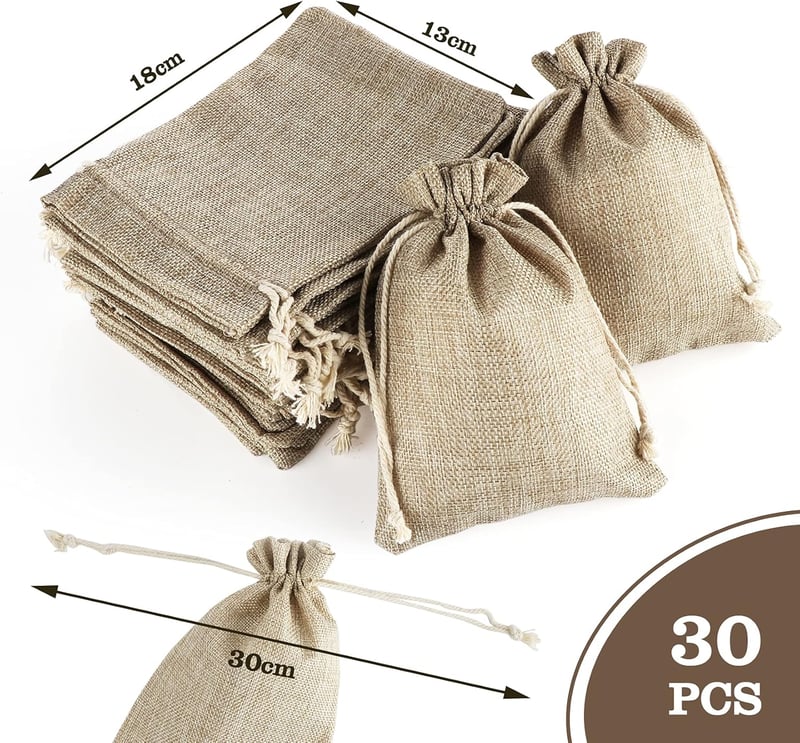 ilauke 30 db Juta Ajándéktasak 13x18 cm Zsinórral Ékszer Esküvő Karácsony