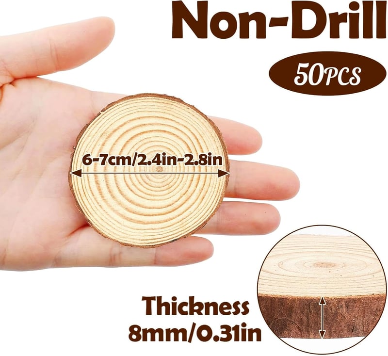 ilauke 50 db Natúr Fa Korong 6-7 cm Kézműves Festéshez Dekorációhoz