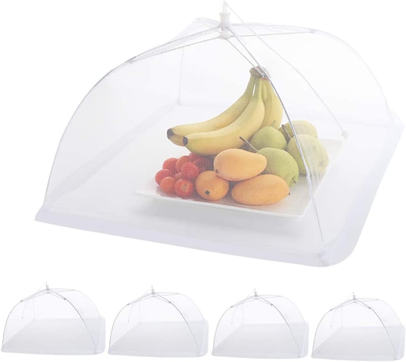 ilauke Sieťky na ochranu potravín, 5 ks, 43x43 cm, skladacie pop-up sieťky proti hmyzu na jedlo, koláče, ovocie, vhodné na piknik a grilovanie, opakovane použiteľné