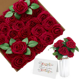ilauke 30 bucăți trandafiri roșii artificiali 8 cm pentru nuntă, zi de naștere, decor