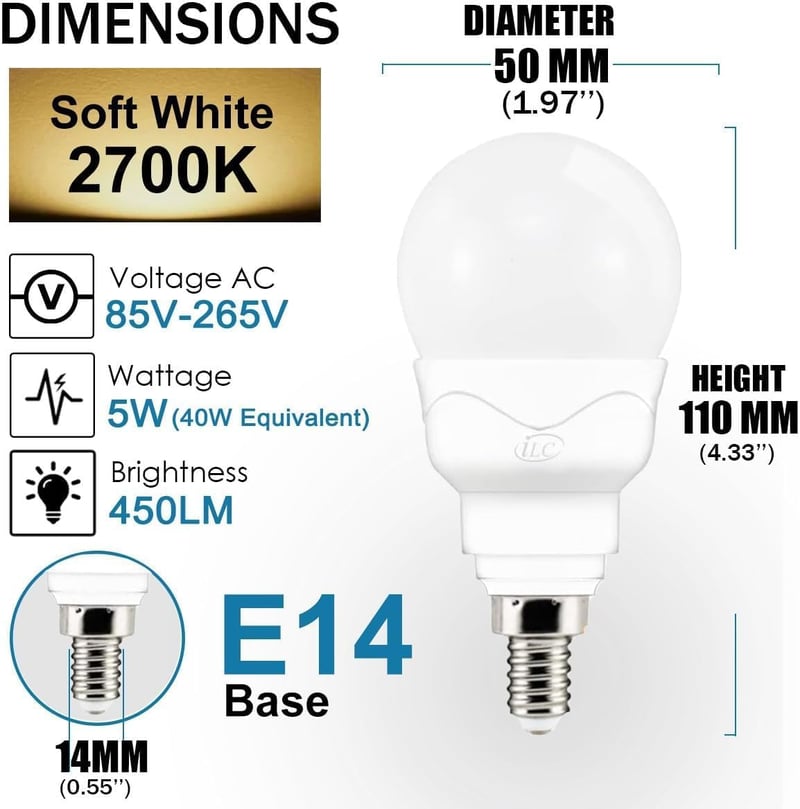 iLC E14 LED Izzó 5W RGBW Színváltós Távirányítóval, Meleg Fehér 2700K, Dimmerelhető Dekorációs Világítás, 4 Darabos Csomag