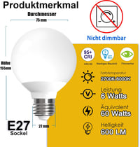 iLC G80 Okos LED Izzó E27 6W Alexa Kompatibilis Szabályozható Színhőmérséklet 2700K-6000K Nappali Szoba 4 Darabos Csomag 2