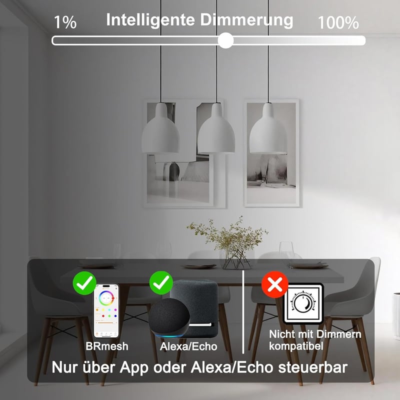 iLC G80 Okos LED Izzó E27 6W Alexa Kompatibilis Szabályozható Színhőmérséklet 2700K-6000K Nappali Szoba 4 Darabos Csomag