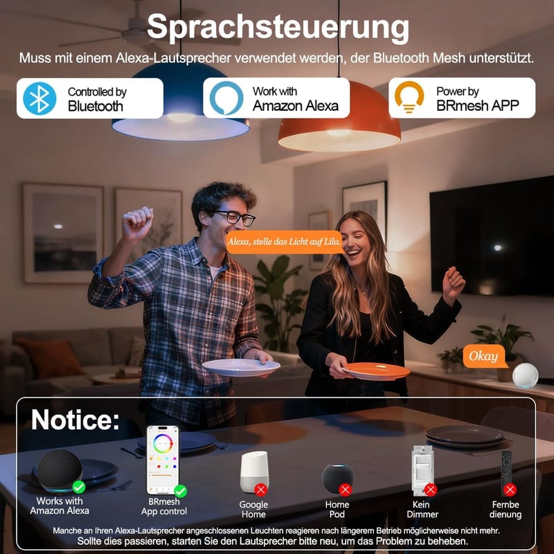 iLC G80 Okos LED Izzó E27 6W Alexa Kompatibilis Szabályozható Színhőmérséklet 2700K-6000K Nappali Szoba 4 Darabos Csomag