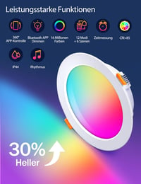 iLC LED Beépíthető Spotlámpa 8W RGBW Színváltós Applikációs Vezérléssel, 3 Hüvelykes Kerek Mennyezeti Spot IP44, Meleg Fehér 2700K, Konyha N 2