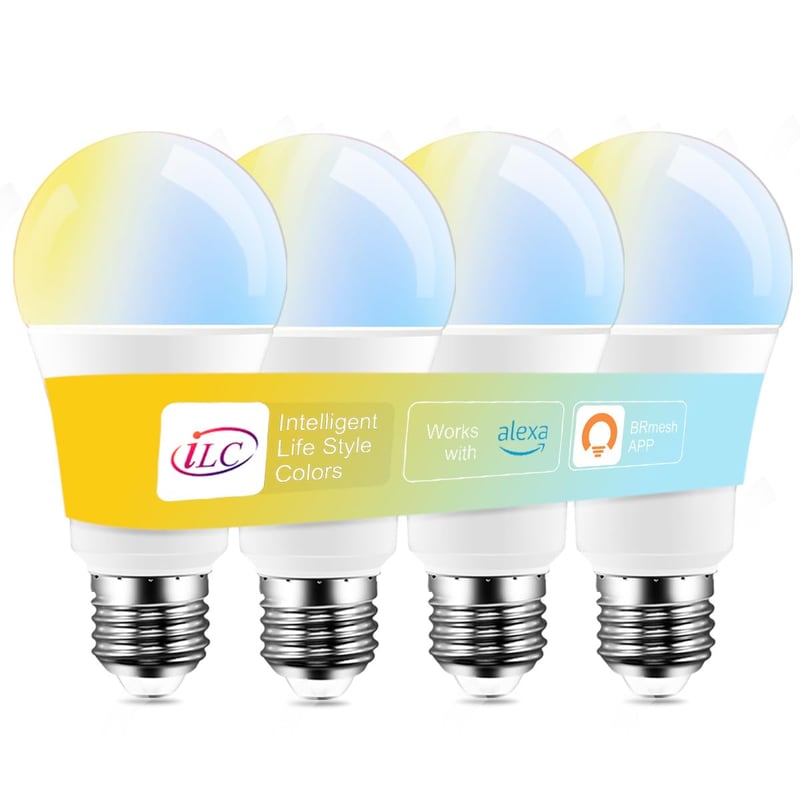 iLC LED Žiarovka E27 12W Kompatibilná s Alexa Smart Osvetlenie Teplá/Studená Biela 2700K-6000K Ovládanie cez Aplikáciu Balenie 4 Kusy