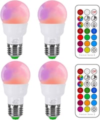 iLC LED Izzó Távirányítóval - Színváltós Dekoratív Világítás, 4 db Izzó + 2 Távirányító, Hangulatvilágítás Otthonra 1