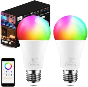 Bec LED Inteligent iLC E27 Compatibil Alexa, Iluminare Inteligentă RGB cu Schimbare de Culoare + Alb Rece 6000K, Pachet de 2 Bucăți