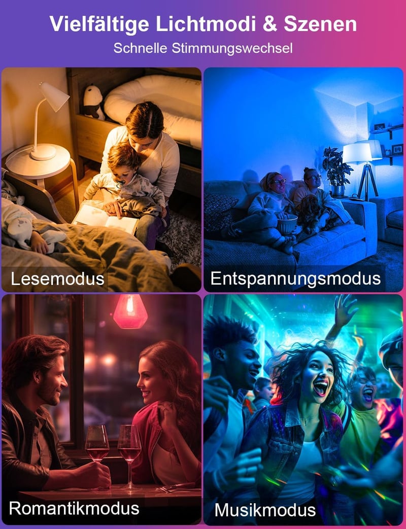 iLC LED Okos Izzó E27 Alexa Kompatibilis, Intelligens Világítás RGB Színváltós + Hideg Fehér 6000K, 2 Darabos Csomag