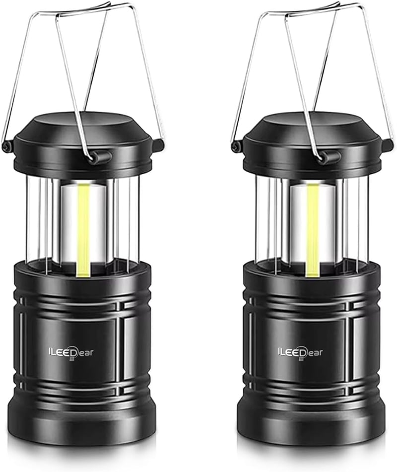 ILEEDear Hordozható LED Kemping Lámpa Akkumulátoros Összecsukható 2db Túrázáshoz Vészhelyzet