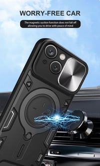 ILING kryt na OnePlus 15, čierny, matný kovový vzhľad, pevný PC a silikónový TPU nárazuvzdorný zadný kryt s krúžkovým stojanom a ochranou fotoaparátu 3