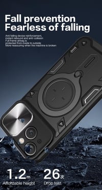 ILING kryt na OnePlus 15, čierny, matný kovový vzhľad, pevný PC a silikónový TPU nárazuvzdorný zadný kryt s krúžkovým stojanom a ochranou fotoaparátu 4