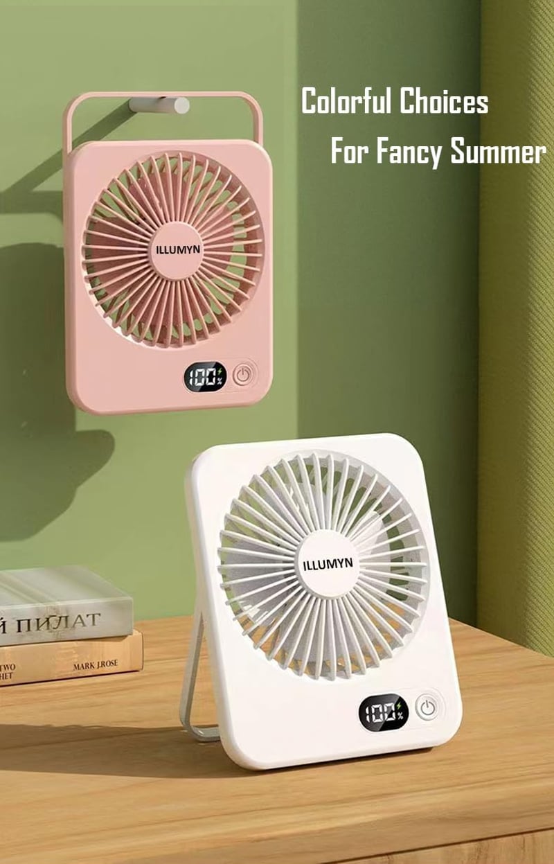 ILLUMYN Hordozható Asztali Ventilátor USB Töltéses Csendes Összecsukható