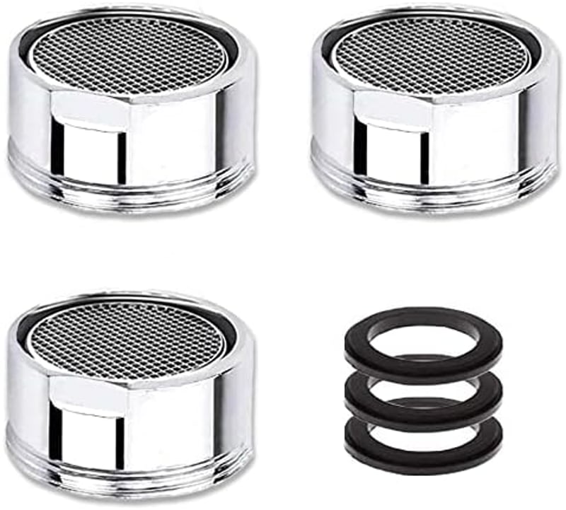 ILLUVA M24 Csapszűrő Szett - 3 db Rozsdamentes Acél Perlátor Vízszűrővel, Csapra Szerelhető Vízkeverő Fúvóka (24 mm Külső Menet)