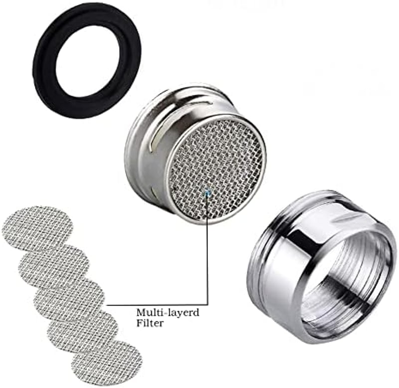 ILLUVA M24 Csapszűrő Szett - 3 db Rozsdamentes Acél Perlátor Vízszűrővel, Csapra Szerelhető Vízkeverő Fúvóka (24 mm Külső Menet)