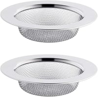 ILLUVA Rozsdamentes Acél Lefolyószűrő Szett - 7,5 cm-es Hajfogó Zuhanyzóhoz és Mosogatóhoz, Modern Ezüst Konyhai Szűrő, 2 db 1