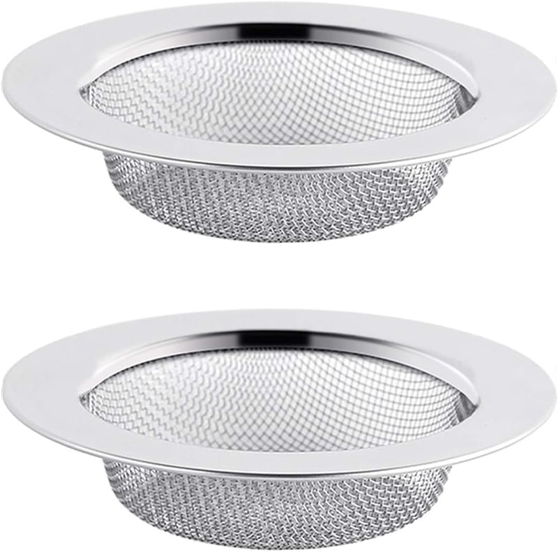 ILLUVA Rozsdamentes Acél Lefolyószűrő Szett - 7,5 cm-es Hajfogó Zuhanyzóhoz és Mosogatóhoz, Modern Ezüst Konyhai Szűrő, 2 db