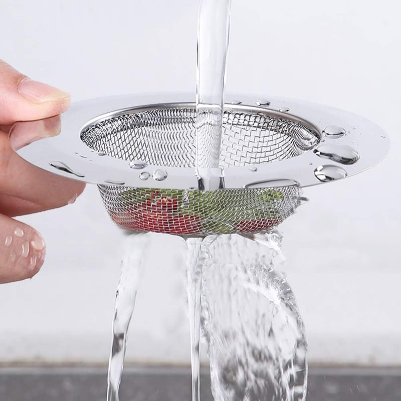 ILLUVA Rozsdamentes Acél Lefolyószűrő Szett - 7,5 cm-es Hajfogó Zuhanyzóhoz és Mosogatóhoz, Modern Ezüst Konyhai Szűrő, 2 db