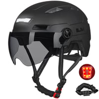 Unisex cyklistická prilba ILM E3-10L so šiltom, predným a zadným LED svetlom na USB, čierna, veľkosť L/XL 1