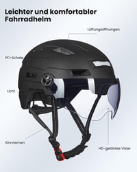 Unisex cyklistická prilba ILM E3-10L so šiltom, predným a zadným LED svetlom na USB, čierna, veľkosť L/XL 7