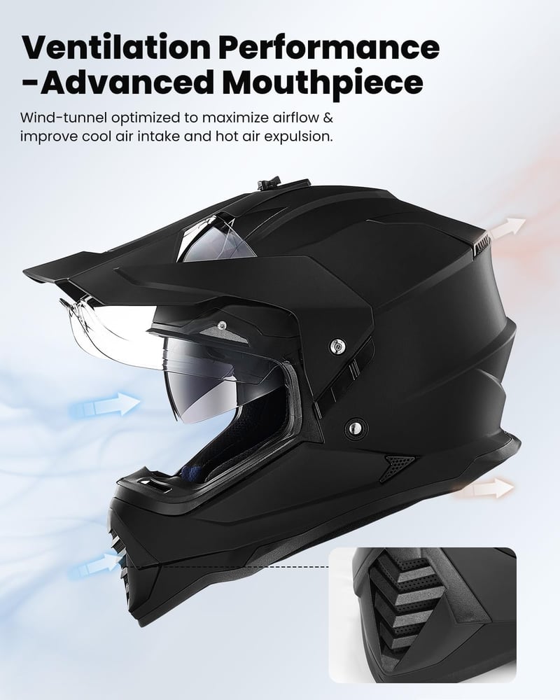 ILM fekete Dual Sport Adventure motocross bukósisak, Pinlock kompatibilis napellenző, ECE WS902 ATV off road