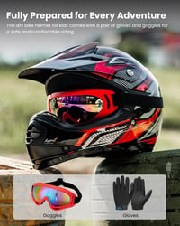 ILM Gyermek Motocross Sisak ATV Goggles Sportkesztyűvel ECE L Méret Piros Ezüst 6