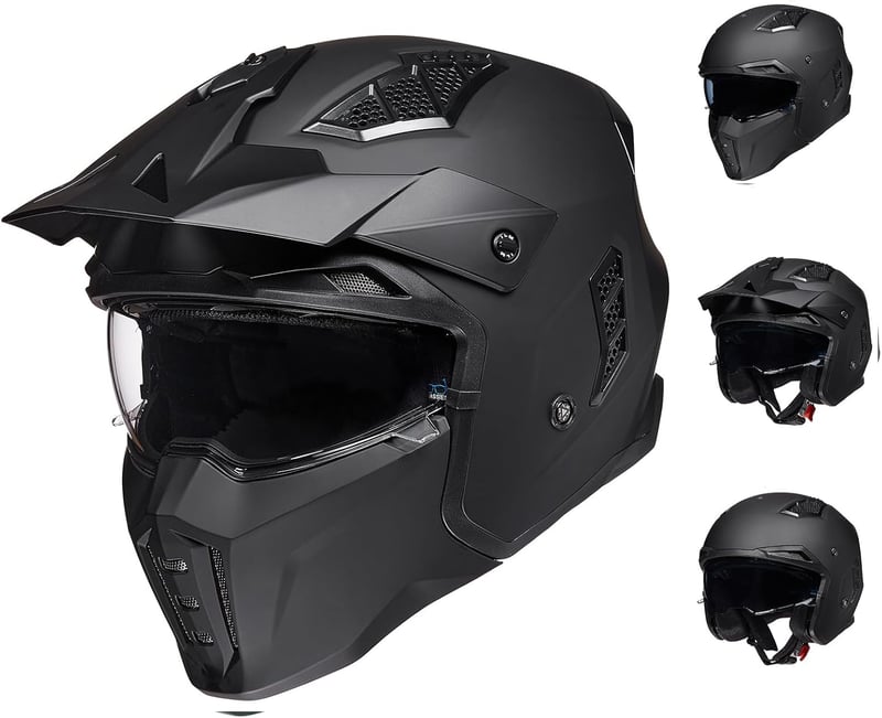 ILM Vintage Motocross Sisak ECE Homok Nőknek Férfiaknak Matte Black S
