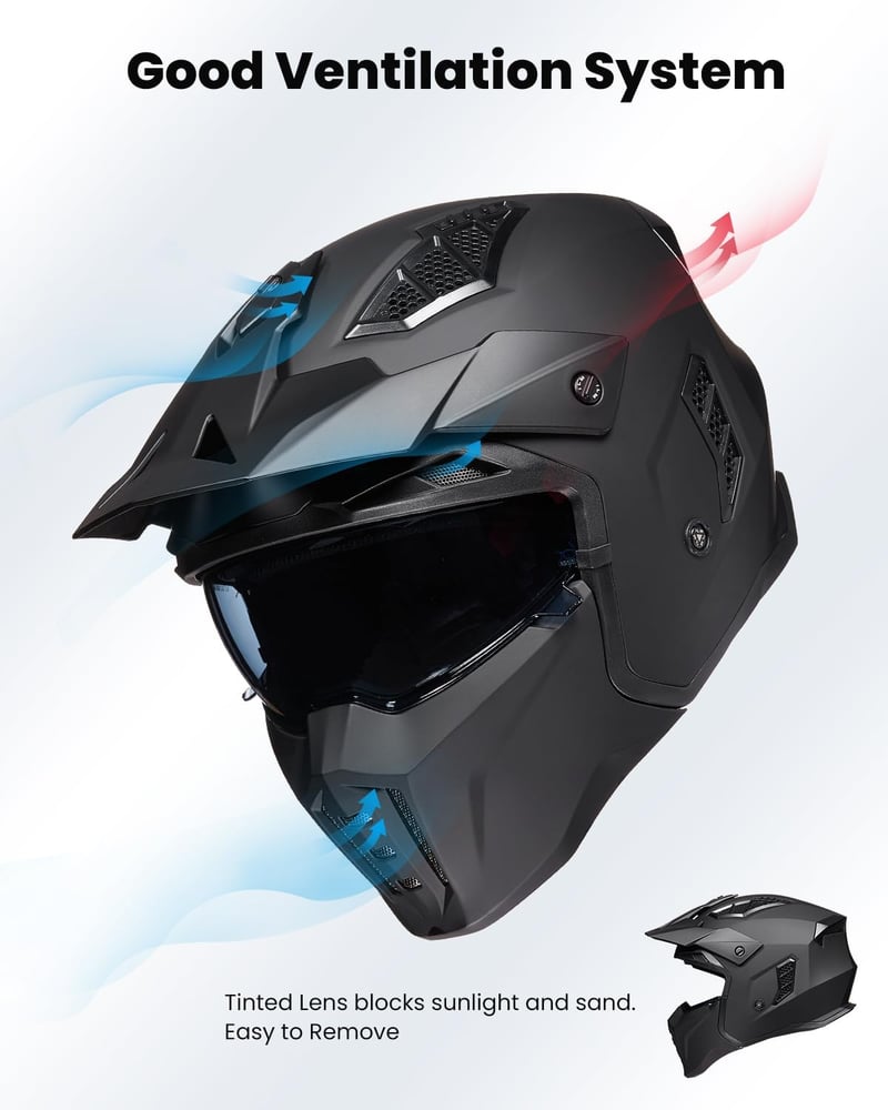 ILM Vintage Motocross Sisak ECE Homok Nőknek Férfiaknak Matte Black S