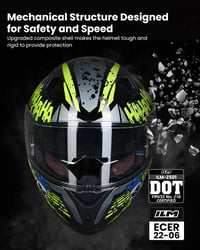 ILM Z501 teljes arcú bukósisak 2 plexivel Pinlock kompatibilis áttetsző és sötétített street bike motocross DOT és ECE Surprise Yellow XL 2